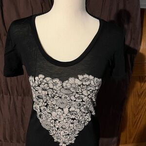 Philosophy Black Floral Short Sleeve Top